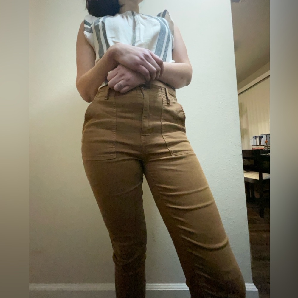 AMERICAN EAGLE Next Level Stretch High-Rise  Tan Skinny Pant-like Leggings Sz 10 - Picture 3 of 15